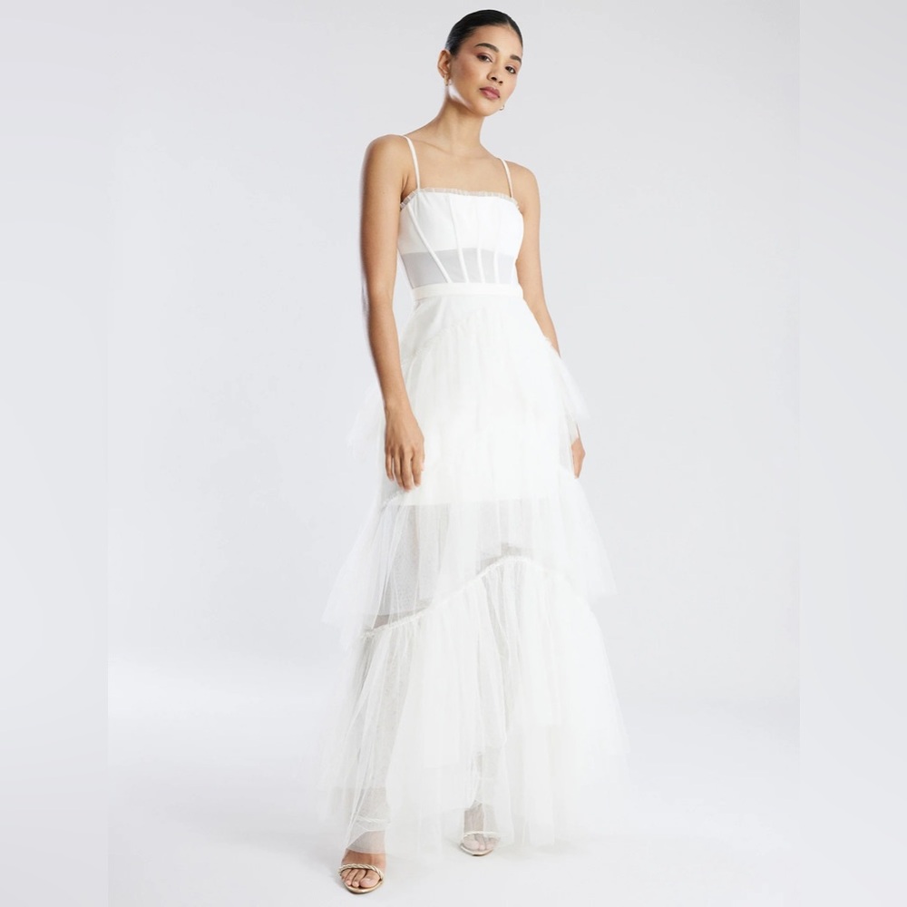 BCBGMaxAzria White Tiered Dress